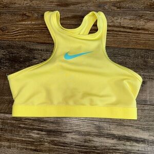 Nike Girls Youth Medium Neon Yellow Slim Fit Sports Bra Dri-Fit